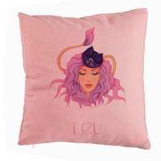 Perna Decorativa, Model Zodia Leu, 40x40 cm, Roz, Husa Detasabila, Burduf foto