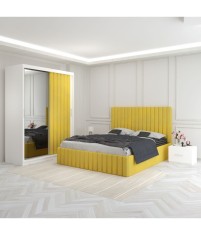 Dormitor Luca Galben Cu Dulap Tapitat 160x200cm