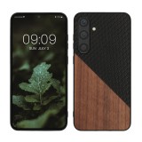 Husa Kwmobile pentru Samsung Galaxy S24 Plus, Maro/Negru, Lemn, KWM000021OR001C, Silicon, Carcasa