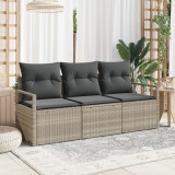 Set canapea de grădină vidaXL 3 piese cu perne gri deschis poliratan