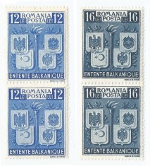 *Romania, LP 137/1940, Intelegerea Balcanica, perechi, MNH