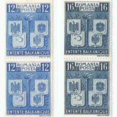 *Romania, LP 137/1940, Intelegerea Balcanica, perechi, MNH