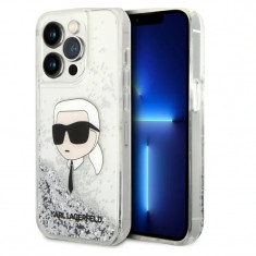 Husa Karl Lagerfeld Liquid Glitter Karl Head iPhone 15 Pro Max Silver foto