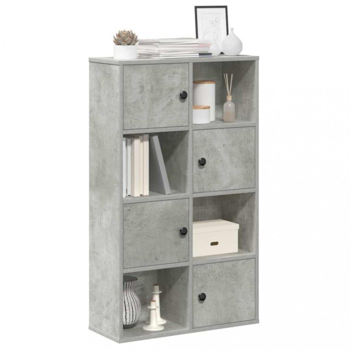 Gossi biblioteca, gri beton,60x24x101,5 cm, lemn prelucrat