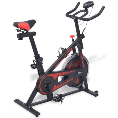 Bicicletă antrenament fitness, cu senzor puls, negru și roșu foto