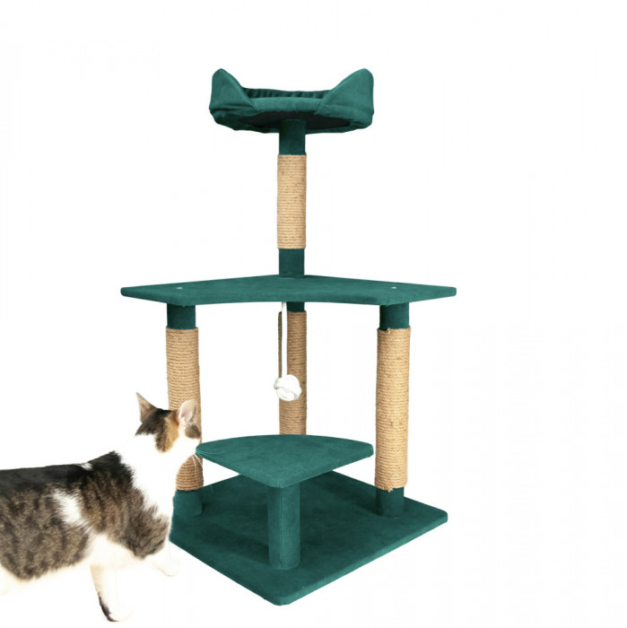 COZY CLIMB, Verde Smarald | Ansamblu Joaca Pisici | Casuta Premium Pisica