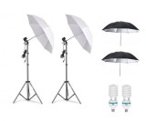 Cumpara ieftin Kit de 4 umbrele alb-negru, 2 trepiezi reglabili 200 cm, 2 becuri 150W, Dactylion