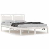 Cumpara ieftin Cadru de pat, alb, 200x200 cm, lemn masiv
