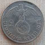 (A593) MONEDA DIN ARGINT GERMANIA - 2 REICHSMARK MARK 1938, LIT. E, NAZISTA