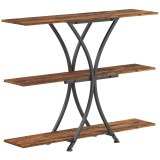 HOMCOM Masă Consolă Masă pentru Canapea cu 2 Polițe Deschise și Cadru Metalic &icirc;n X Stil Industrial Maro Rustic | Aosom Romania
