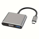 3in1 Adaptor convertor hub USB-C la HDMI 4K + USB 3.0 + USB tip C pentru telefon / laptop