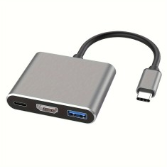 3in1 Adaptor convertor hub USB-C la HDMI 4K + USB 3.0 + USB tip C pentru telefon / laptop