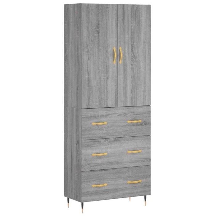 Dulap inalt, gri sonoma, 69,5x34x180 cm, lemn compozit