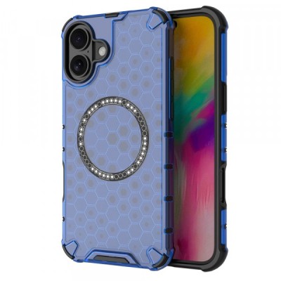 Husa MagSafe pentru Apple iPhone 16, Techsuit, HoneyComb Shield, Albastra foto