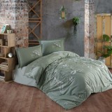 Cumpara ieftin Lenjerie pat dublu,bumbac ranforce,4 piese,verde cu pomi,MohanaV1-A1290