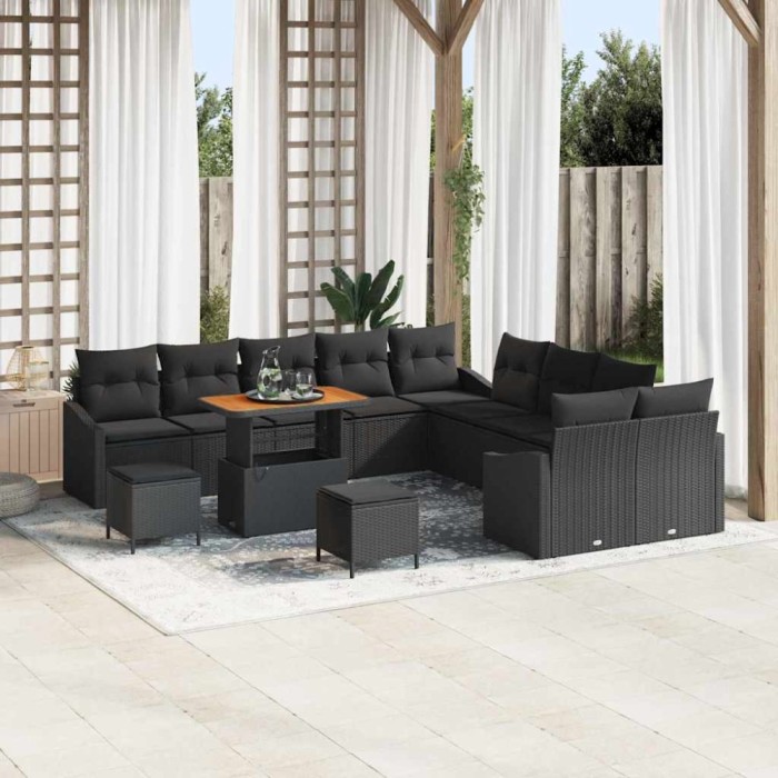vidaXL Set de canapele pentru grădină 13 pcs Negru 100 x 100 x 71 cm 3364664