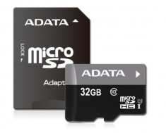 Card de Memorie MicroSD HC ADATA Premier 32 GB Clasa 10 Viteza citire 50MBs Adaptor SD foto