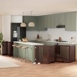 vidaXL Poartă c&acirc;ini pliabilă cu ușă 10 panouri maro, 800 cm, lemn plop 3155695