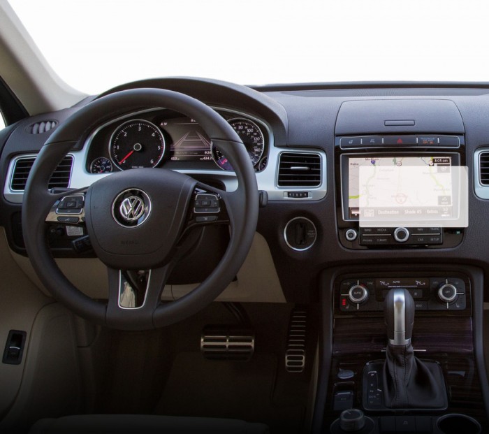 Folie Protectie Navigatie Volkswagen Touareg 2014-2019, Duragon, protectie Display Navigatie, silicon Transparent, Anti-zgarieturi, kit instalare