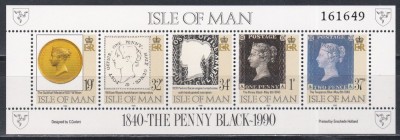 Isle of Man 1990 - A 150-a aniversare a publicării primului timbru, Colita Staif, MNH foto