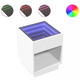 Cumpara ieftin Noptiera cu LED infinity, alb, 40x40x50 cm