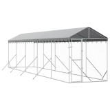 Cumpara ieftin Padoc exterior cu acoperis argintiu 2x10x2,5 m otel galvanizat