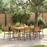 VidaXL Set de masă pentru grădină 7 pcs Negru Rattan poli