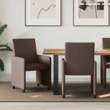 vidaXL Scaune de dining cu roți cu roți 2 pcs Maro 57 x 66 x 94 cm 42017818