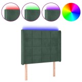 Cumpara ieftin Tablie de pat cu LED, verde inchis, 103x16x118/128 cm, catifea