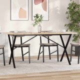 VidaXL Masă bucătărie, cadru X, 140x80x75,5 cm lemn masiv pin și Oţel
