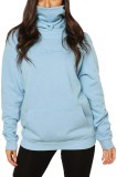 Tricou cu glugă pentru femei, bluză cu glugă, tricou cu m&acirc;neci lungi și glugă, pulover de iarnă, jachetă cu guler &icirc;nalt, bluză cu glugă, albastru, XL