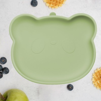 Farfurie din silicon cu ventuza, AppeKids, The Little Bear - Raw Green foto