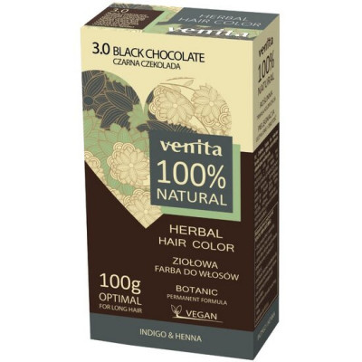 Vopsea de par bio, 100% Natural, 100 g, Nr. 3.0, Ciocolata Neagra foto