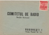 1952 Romania - Plic antet Radiodifuziunea Romana, timbru perfin inversat RADIO