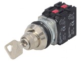 Comutator rotativ cu cheie 30mm 2NC 3NO IP56