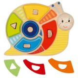 Joc Educativ Sortare Forme si Culori Melcul Istet Goki, Lemn, 2 Ani+, 16 Piese, 25.5x17.5x3 cm