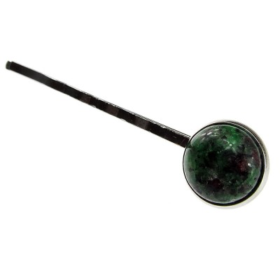 Agrafa par cu piatra naturala rubin zoisit foto