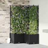 VidaXL Jardiniere de grădină cu spalier, 3 buc., negru, 80x80x143 cm