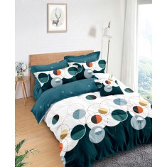 Lenjerie de pat pentru o persoana cu husa de perna dreptunghiulara, Embla, bumbac mercerizat, multicolor