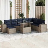 Gossi set canapele de gradina cu perne, 9 piese, maro, poliratan