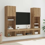 Cumpara ieftin Unitati TV de perete cu LED 5 buc. 40,5 x 30 x 102 cm