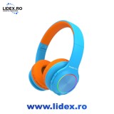 Casti Audio pentru Copii, PowerLocus pled Cu Volum Limitat, Micro SD slot, Portocale