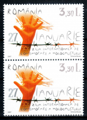 Romania 2007, LP 1754, Ziua Holocaustului, pereche, MNH! foto