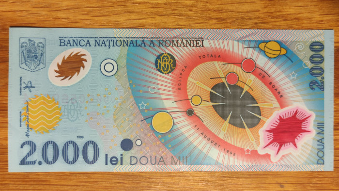 Romania - bancnota de colectie istorica - 2000 lei 1999 - eclipsa - impecabila !