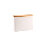 Cos de depozitare role hartie igienica LONBET, 45 X 34.5 X 15 cm, textil, capac bambus, bej