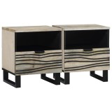 Set 2 Noptiere vidaXL Alb Negru 40x33x46 cm, Lemn Mango, Sertar &amp; Raft, Stil Modern, Asamblare Necesara