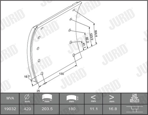 JURID 1903211070 Set garnituri de frictiune, frana tambur