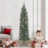 VidaXL Copac Artificial Slăb de Crăciun cu 300 LED Verde și alb 210 cm 3395306