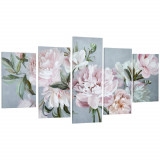 Cumpara ieftin HOMCOM panza de perete 5 piese cu flori de bujor, tablouri de perete pentru living, dormitor, 200 x 100 cm | AOSOM RO