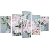 HOMCOM panza de perete 5 piese cu flori de bujor, tablouri de perete pentru living, dormitor, 200 x 100 cm | Aosom Romania